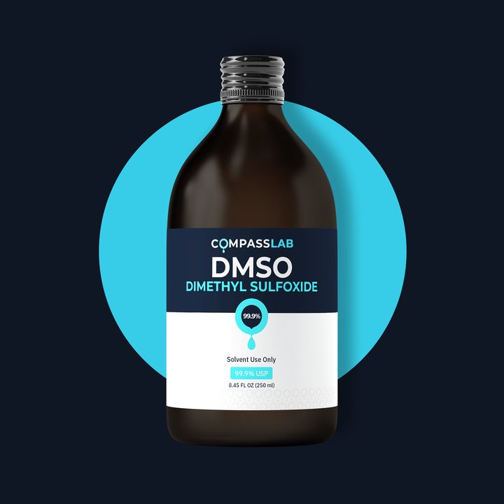 Compass Laboratory USP DMSO in a glass bottle