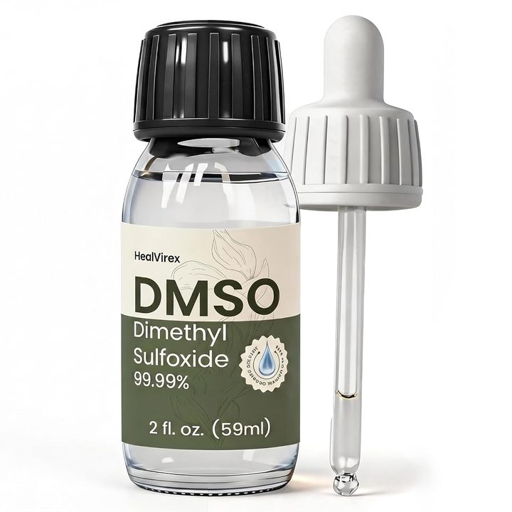 HealVirex glass DMSO bottles with a separate dropper